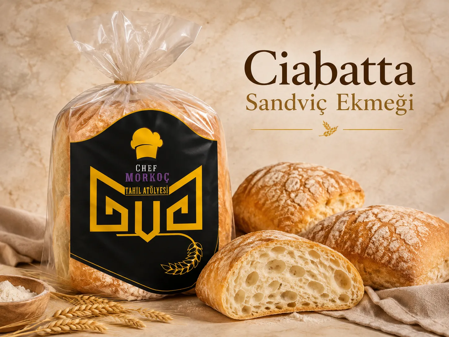 Ciabatta sandviç ekmeği