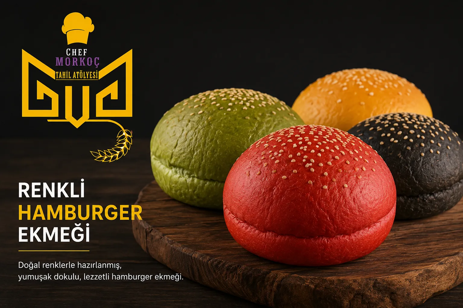 Renkli hamburger ekmeği