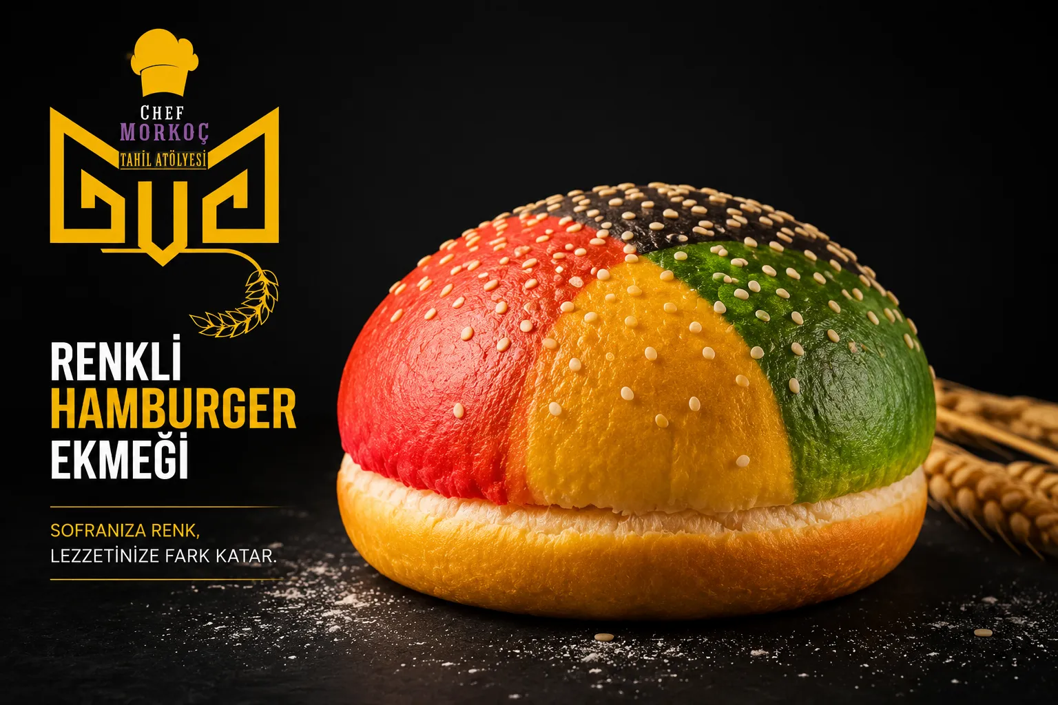 Renkli hamburger ekmeği
