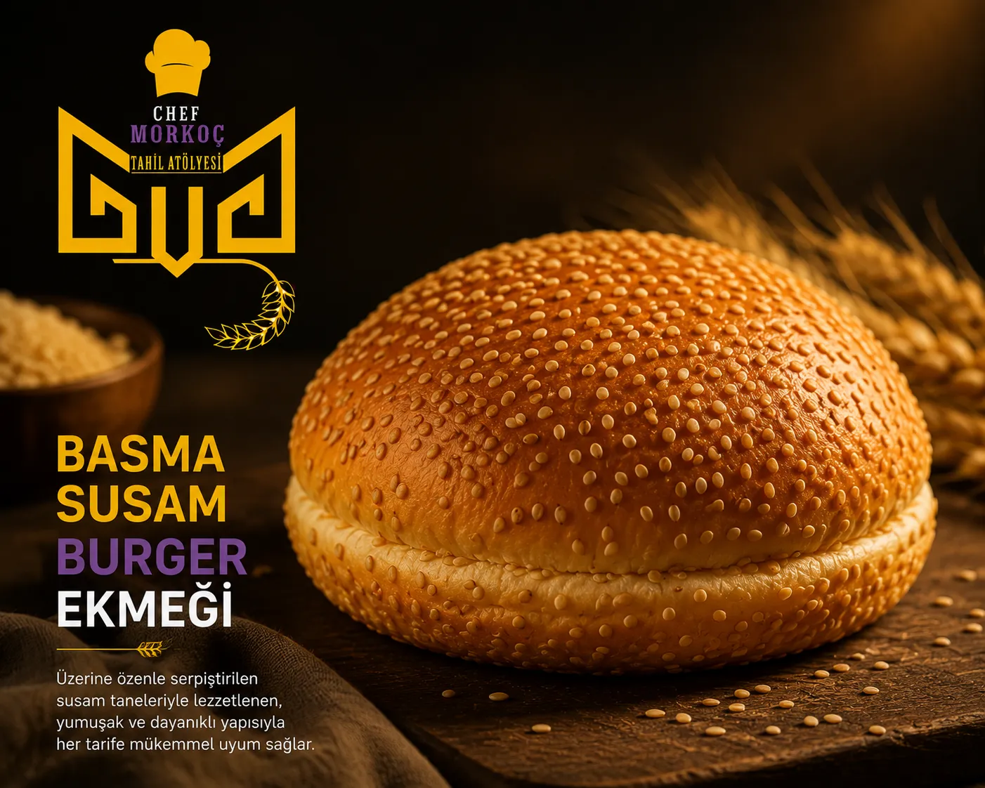 Basma susam burger ekmeği
